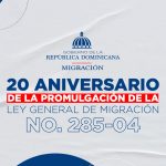 Promoción con logo de la institución sobre aniversario promulgación de ley en migración.