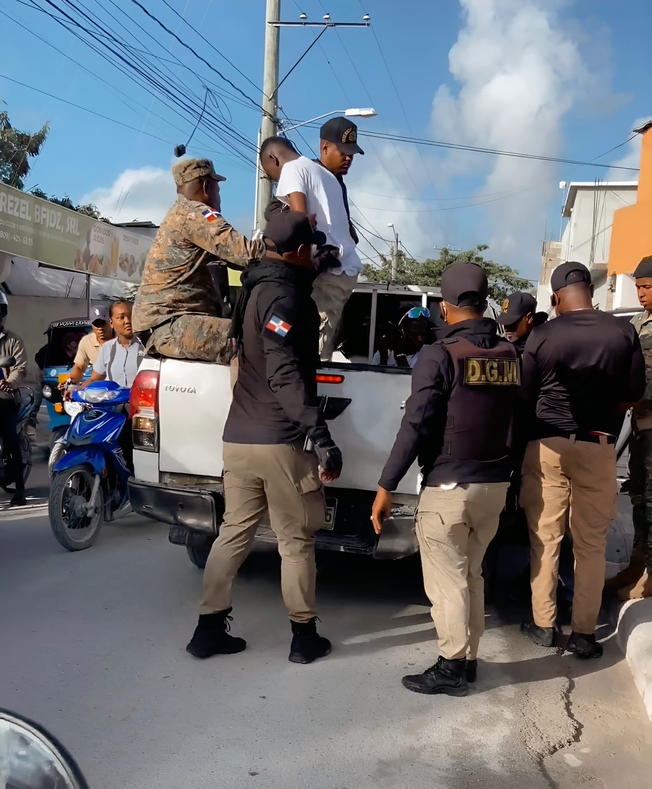 Interdiction agents and the army detained an illegal alien in the bed of a pickup truck.